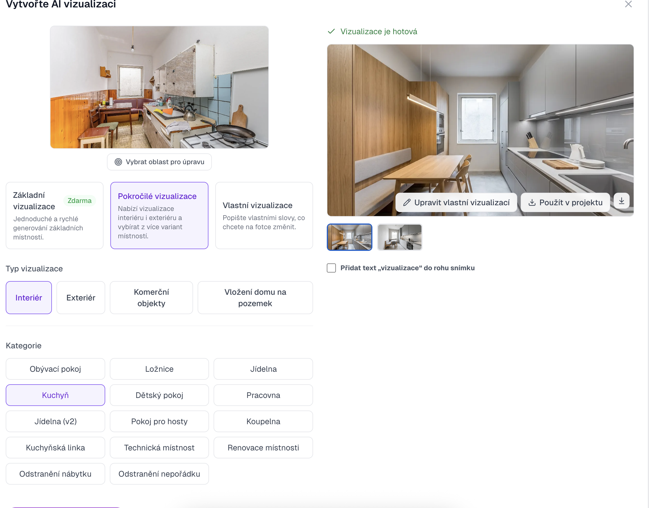 AI renovation visualizations - screenshot 1